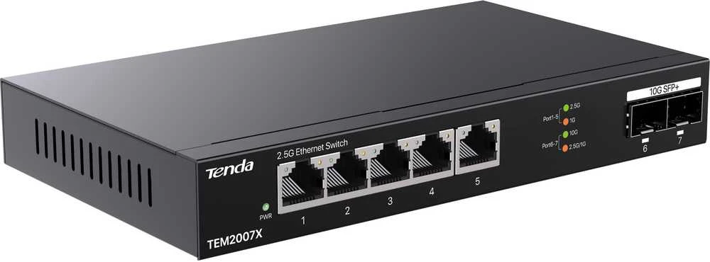 Šakotuvas Tenda TEM2007X network switch 2.5G Ethernet (100/1000/2500) Desktop Juodas