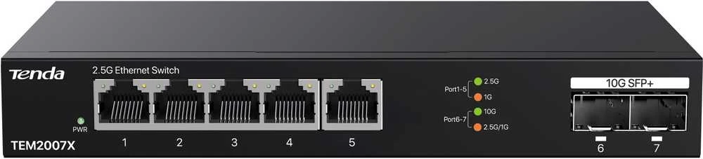 Šakotuvas Tenda TEM2007X network switch 2.5G Ethernet (100/1000/2500) Desktop Juodas