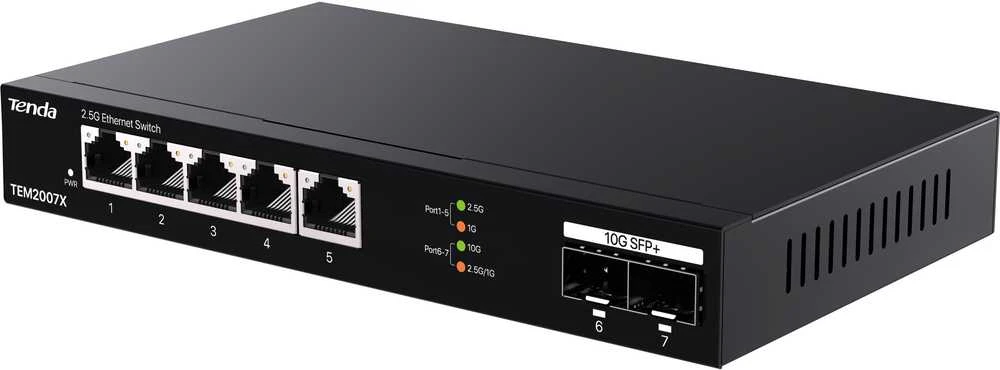 Šakotuvas Tenda TEM2007X network switch 2.5G Ethernet (100/1000/2500) Desktop Juodas