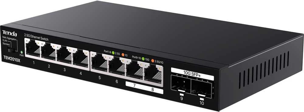 Tenda TEM2010X network switch 2.5G Ethernet (100/1000/2500) Desktop Juodas