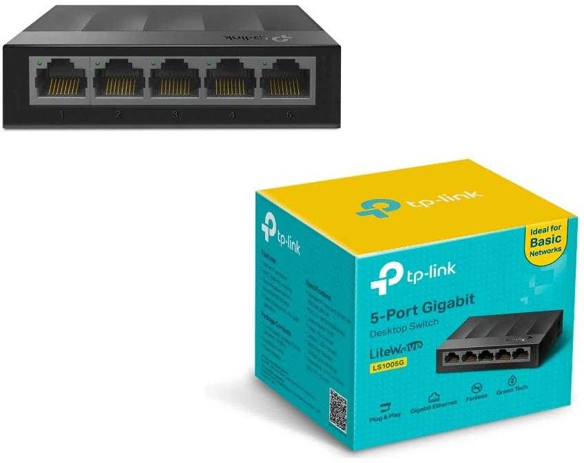 Šakotuvas TP-LINK LiteWave 5 prievadų Gigabit Desktop Switch 5 Gigabit RJ45 Ports Desktop Plastikinis dėklas
