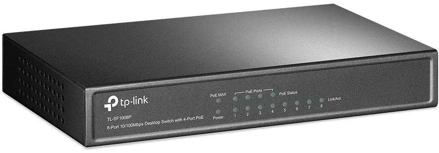 Šakotuvas TP-LINK 8 prievadų PoE jungiklis 4 PoE prievadai