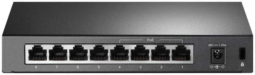 Šakotuvas TP-LINK 8 prievadų PoE jungiklis 4 PoE prievadai