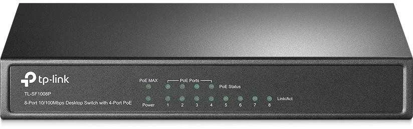 Šakotuvas TP-LINK 8 prievadų PoE jungiklis 4 PoE prievadai