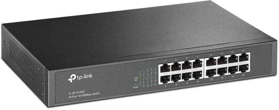 Šakotuvas TP-Link TL-SF1016DS tinklo komutatorius Ne-valdomas Fast Ethernet (10/100) 1U Juoda