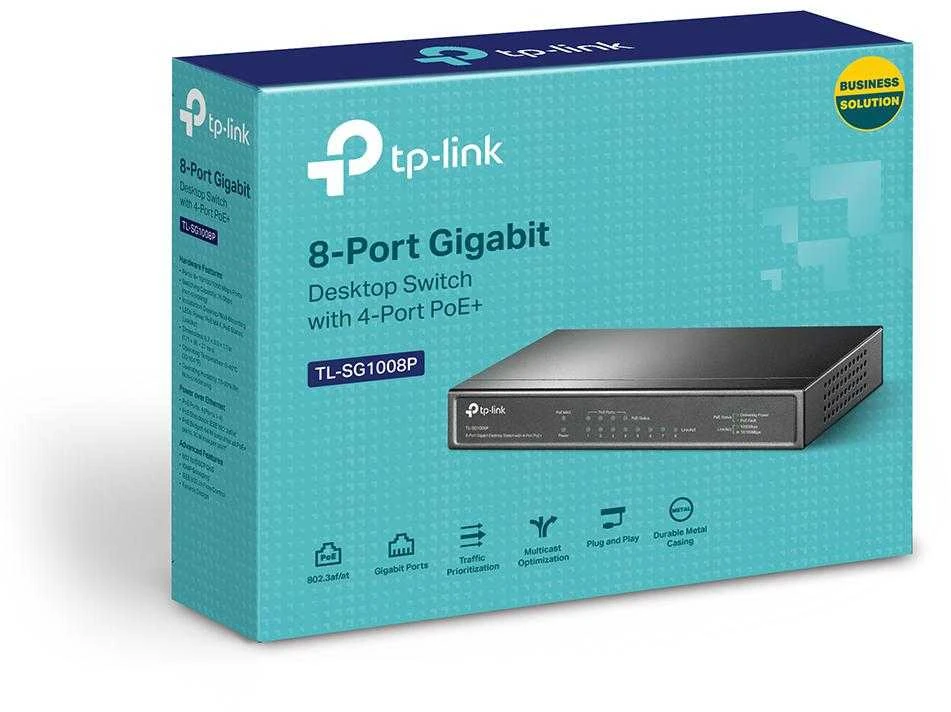 Šakotuvas TP-Link TL-SG1008P 8-PORT GBIT DESKTOP - POE SWITCH 8 10/100/1000MBPS