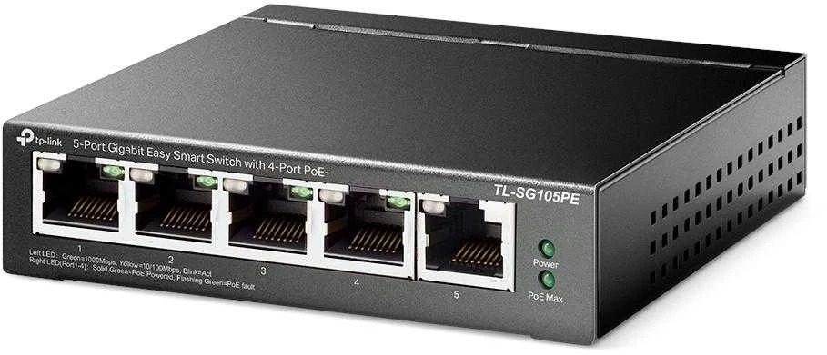Šakotuvas TP-Link 5-PORT GIGAB EASY SMART SWITCH - WITH 4-PORT POE+
