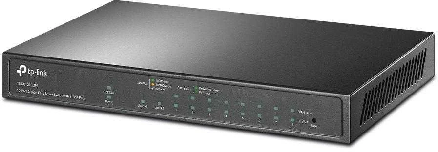 Šakotuvas TP-LINK | 10 prievadų Gigabit Easy Smart Switch su 8 prievadų PoE+ | TL-SG1210MPE | Tvarkomas žiniatinklis | Darbalaukis | Maitinimo tipas Išorinis | 60 mėn.