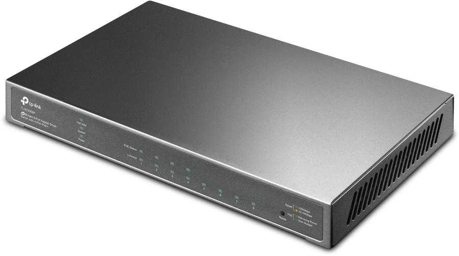 Šakotuvas TP-Link 8 prievadų gigabitinis išmanusis komutatorius – „JETSTREAM“ su 4 prievadų „POE+“