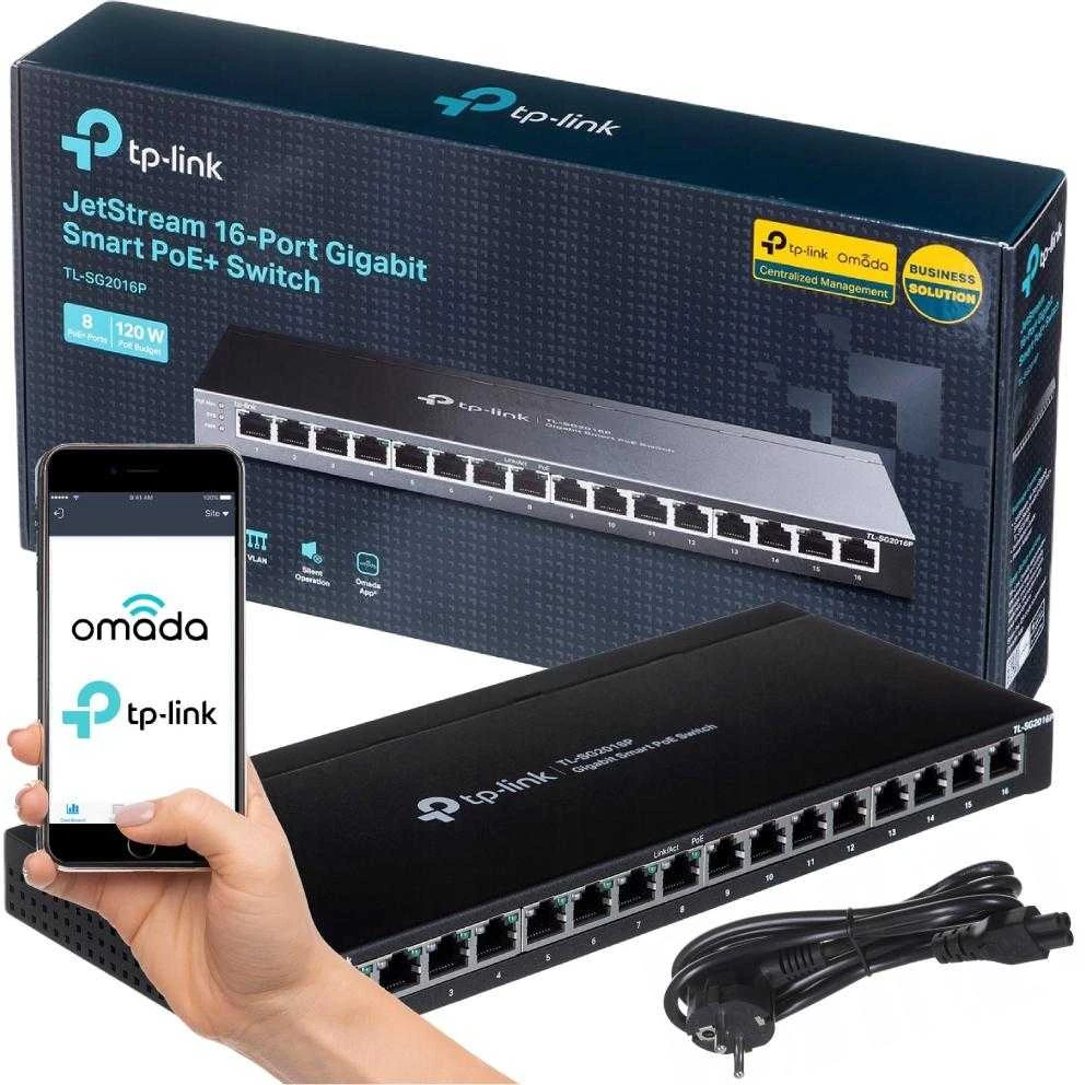 Šakotuvas TP-LINK | „etStream“ 16 prievadų gigabito išmanusis komutatorius su 8 prievadų „PoE+“ | TL-SG2016P | Valdomas žiniatinklyje | Stalinis | Maitinimo šaltinis: išorinis