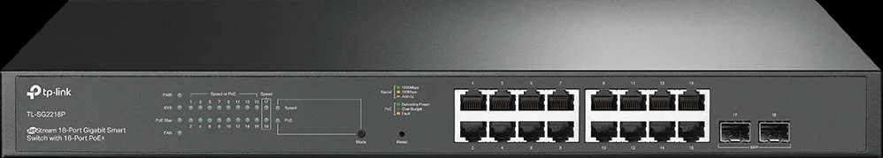 Šakotuvas Tinklo Komutatorius - TP-Link TL-SG2218P Gigabit Ethernet Su PoE 1U Juoda
