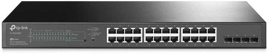 Šakotuvas TP-LINK | „JetStream“ 28 prievadų gigabito išmanusis komutatorius | TL-SG2428P | Valdomas žiniatinklyje | Montuojamas prie stovo | SFP jungčių kiekis: 4 | PoE+ jungčių kiekis: 24 | Maitinimo šaltinio tipas: vienas