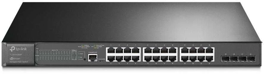 Šakotuvas TP-LINK JetStream 28 prievadų gigabito L2+ valdomas komutatorius su 24 prievadų PoE+