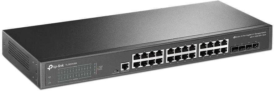 Šakotuvas TP-Link 24-PORT GIGABIT MANAGED SWITCH - WITH 4 10GE SFP+ SLOTS
