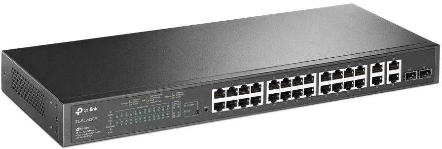 Šakotuvas TP-LINK | Jungiklis, valdomas internetu | TL-SL2428P | Valdomas L2 | Montuojamas ant stovo | 10/100 Mbps (RJ-45) jungčių kiekis: 24 | Gigabito Ethernet (varinis) jungčių kiekis: 4 | Maitinimo šaltinio tipas: Vienas