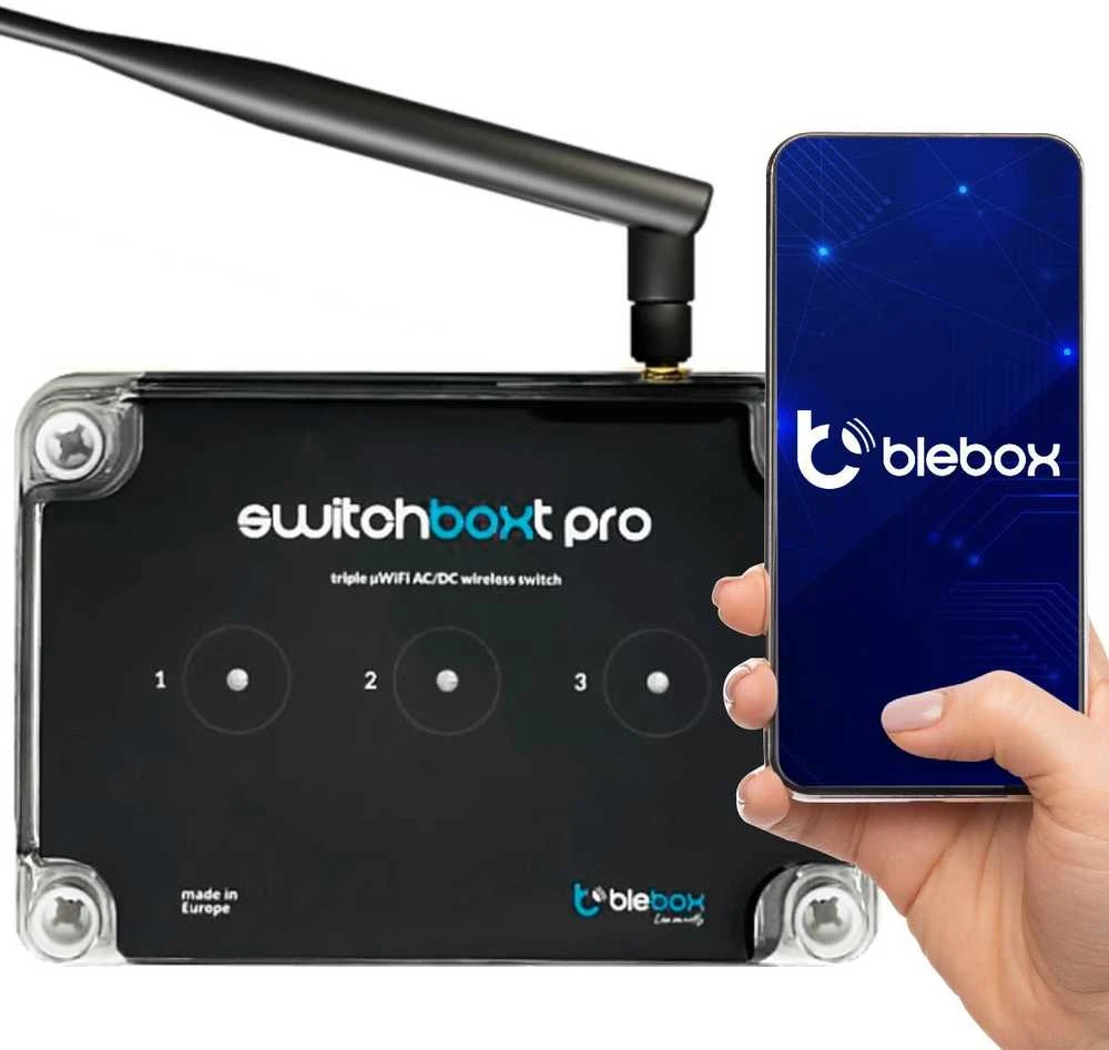 BleBox switchBoxT Pro - 3x bepotencialė 230V WiFi relė - Android/iOS programėlė