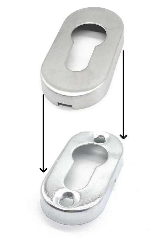 Spynos plokštelė PSG 63.453 ovali, 62 x 32 mm, nerūdijančio plieno