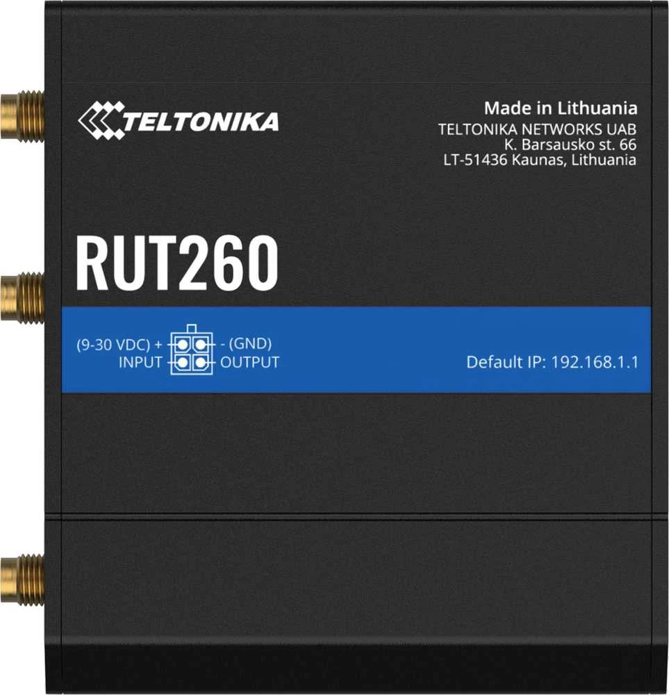 Teltonika | LTE Cat 6 Maršrutizatorius | RUT260 | 802.11n | 10/100 Mbit/s | Ethernet LAN (RJ-45) jungtys 2 | Mesh Support No | MU-MiMO No | 4G