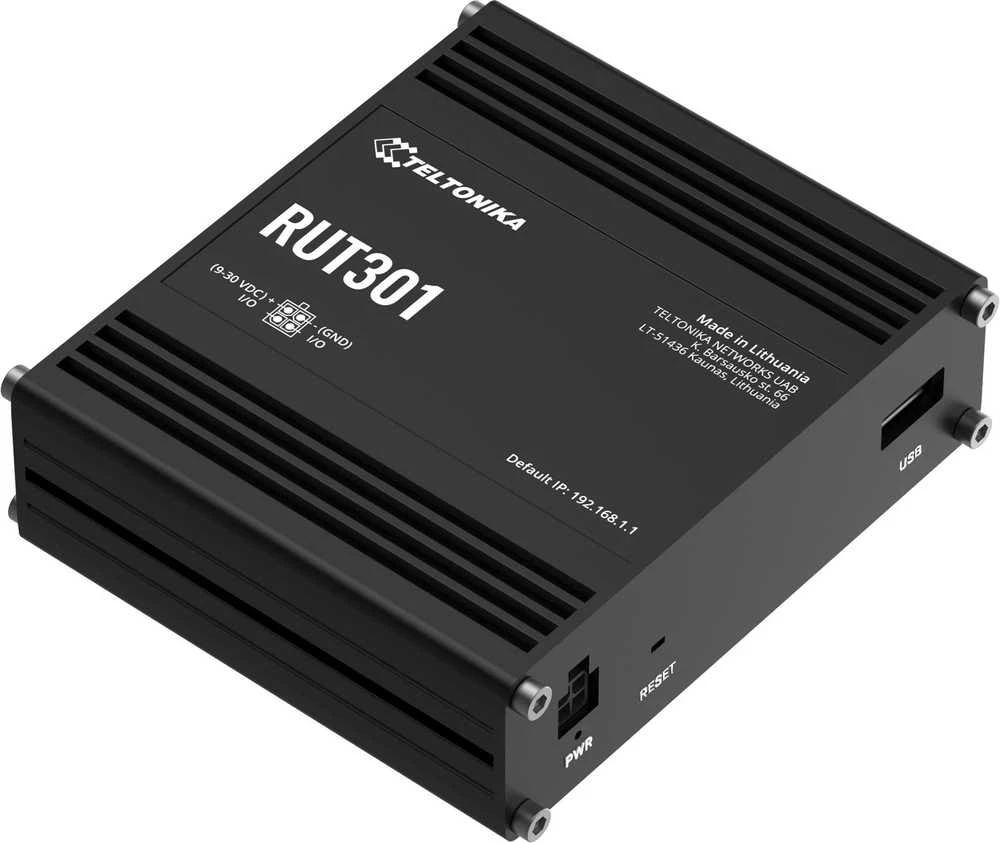 Teltonika | Ethernet Maršrutizatorius | RUT301 | No Wi-Fi | 10/100 Mbit/s | Ethernet LAN (RJ-45) jungtys 5 | Mesh Support No | MU-MiMO No | No mobile broadband