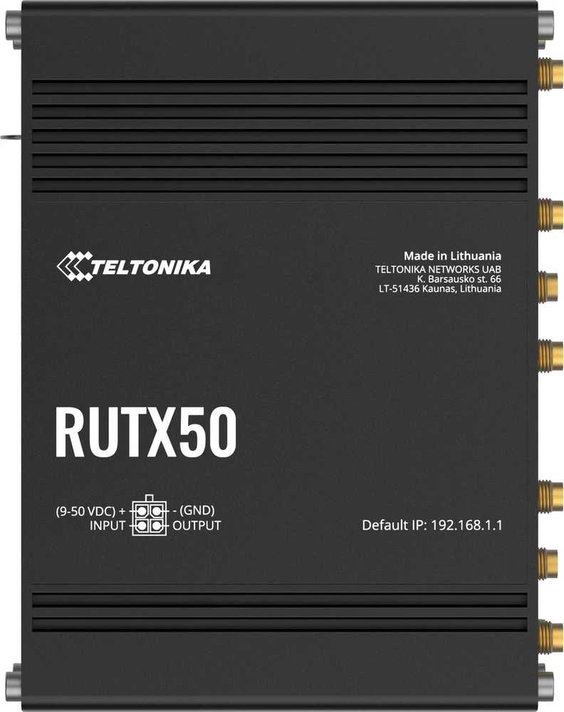 Teltonika | PRAMONINIS 5G MARŠRUTIZATORIUS | RUTX50 | 802.11ac | 867 Mbps | 10/100/1000 Mbps Mbps | Ethernet LAN (RJ-45) jungtys 5 | Tinklo palaikymas: Taip | MU-MiMO: Taip | 5G | Antenos tipas: Vidinė