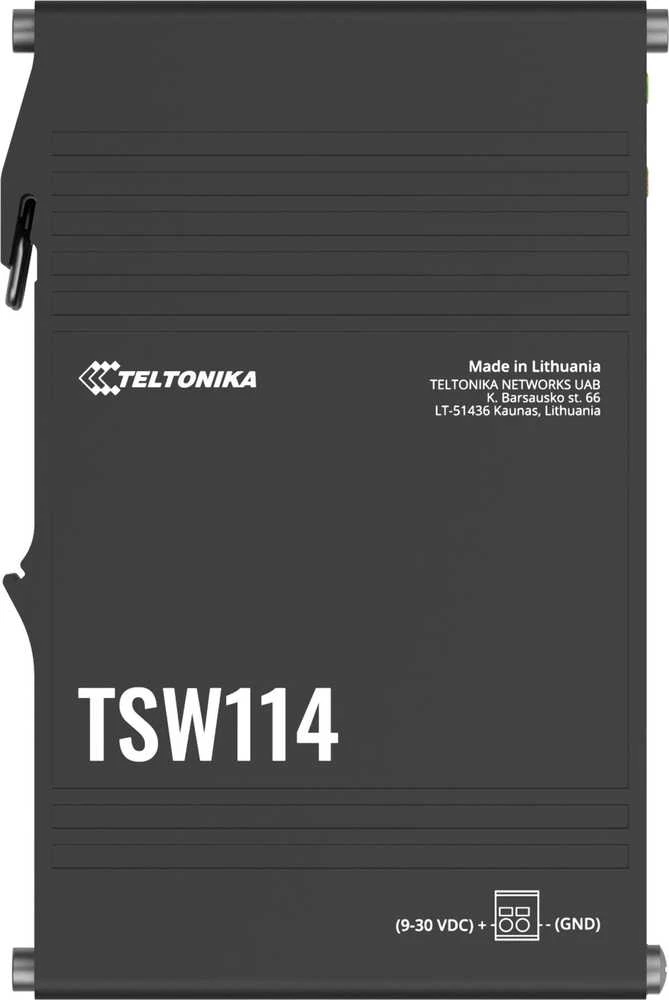 Šakotuvas Teltonika | DIN bėgelio komutatorius | TSW114 | Nevaldomas | Montuojamas ant sienos | Gigabito Ethernet (varinis) jungtys kiekis: 5 | Maitinimo šaltinio tipas: 2 kontaktų pramoninis nuolatinės srovės maitinimo lizdas