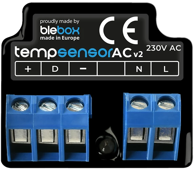 BleBox tempSensorAC - WiFi temperatūros jutiklis, 230VAC - iki 4 temperatūros zondų