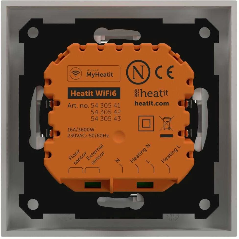 HE1 Heatit WiFi6 WiFi elektroninis termostatas skirtas elektriniam šildymui baltas