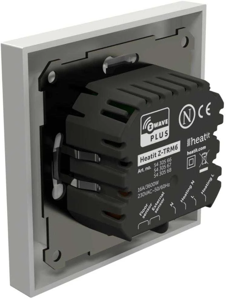 Heatit Z-TRM6 baltas RAL 9003 Z-Wave termostatas 3600W 16A 868,4 MHz