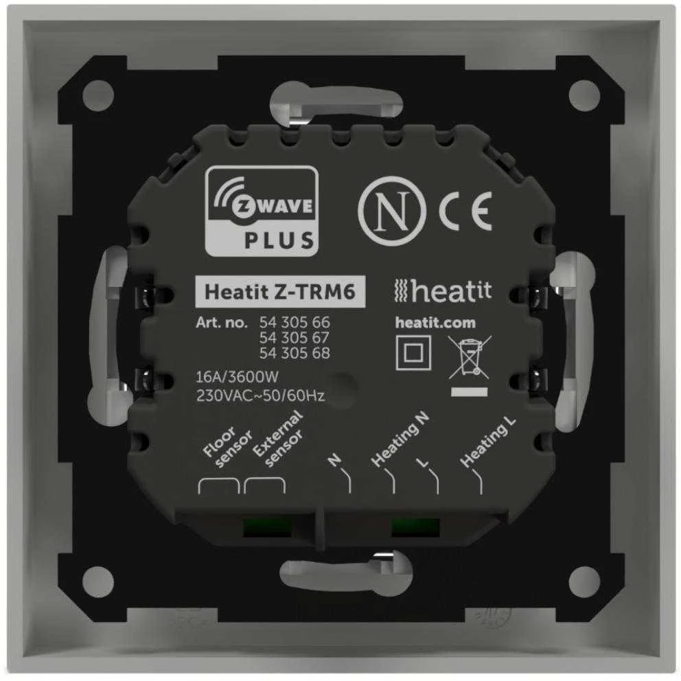 Heatit Z-TRM6 baltas RAL 9003 Z-Wave termostatas 3600W 16A 868,4 MHz