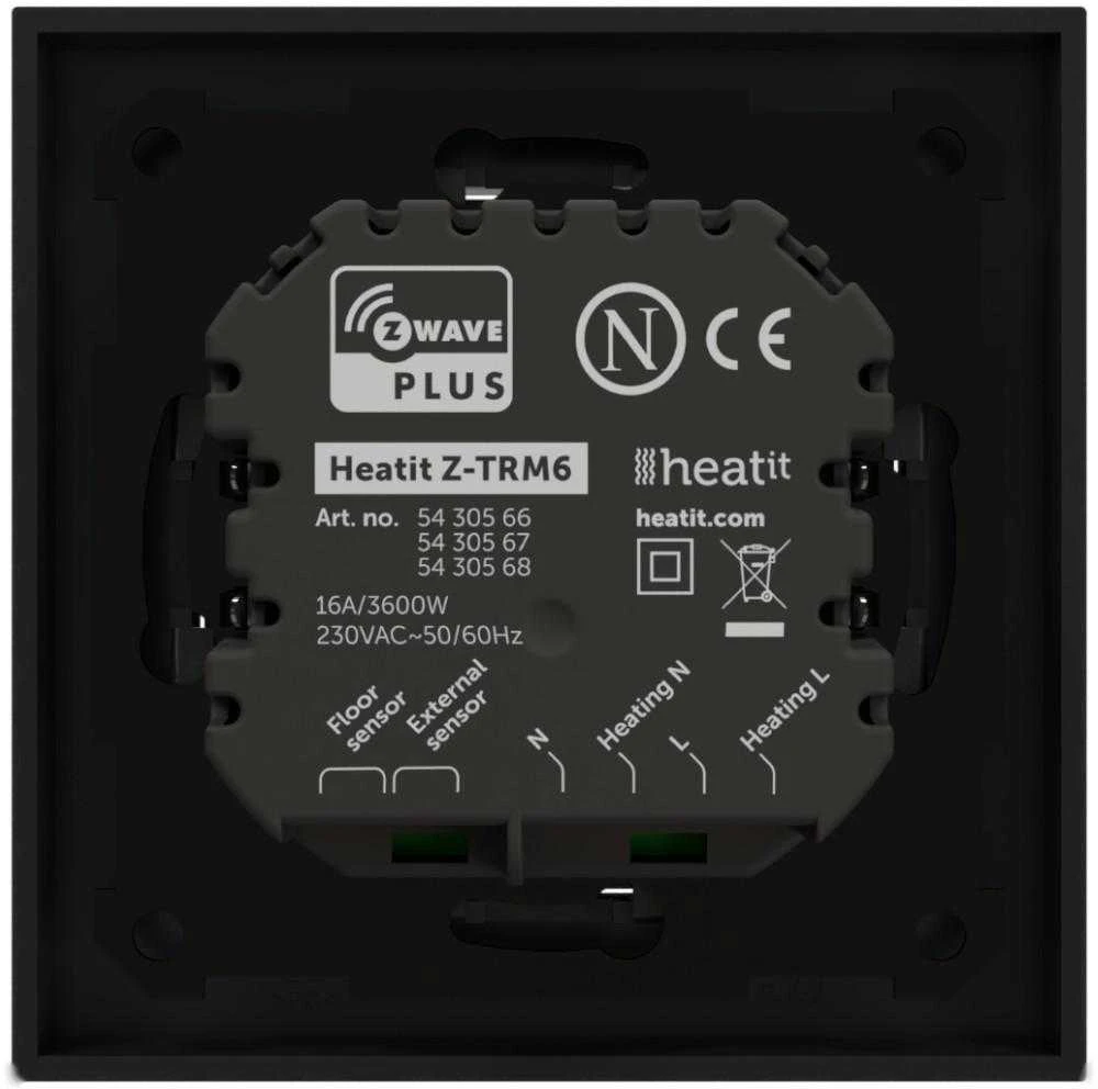 Termostatas Heatit Z-TRM6 juodas matinis Z-Wave termostatas 3600W 16A 868,4 Mhz