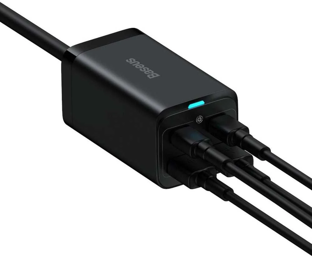 Baseus GaN3 Pro greitas universalus įkroviklis GaN 2 x C tipo USB / 2x USB 100W PD3.0, QC4.0+, AFC, juodas (CCGP000101)