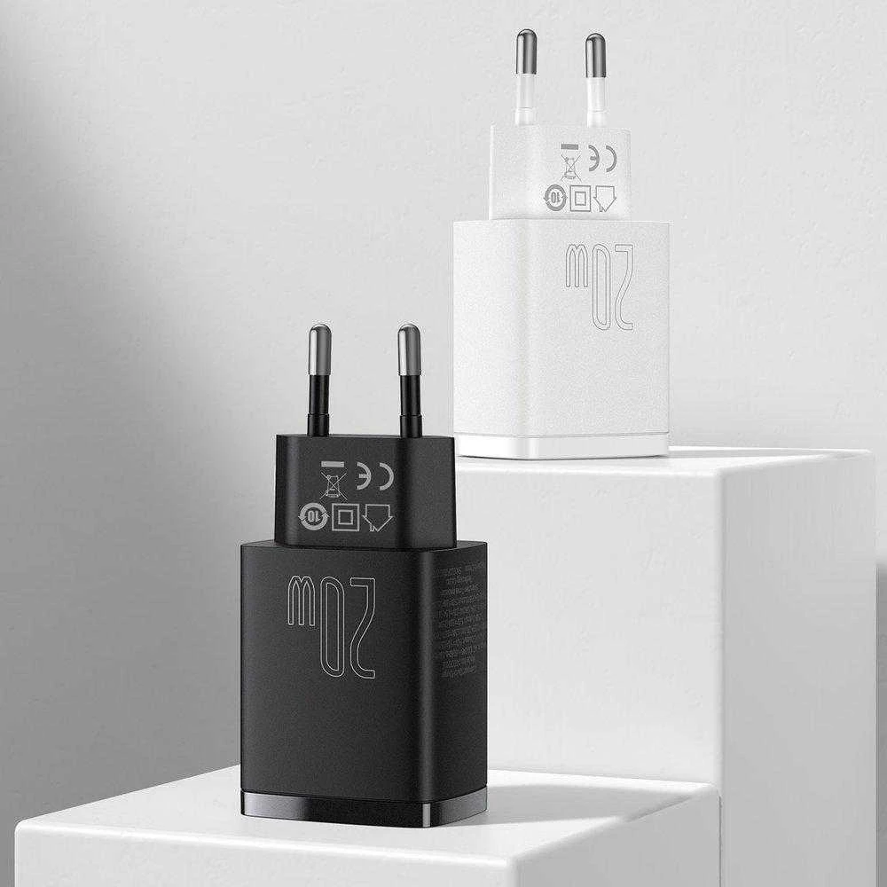 Baseus Kompaktiškas sieninis greitasis įkroviklis USB-C 20W, Juodos spalvos (CCXJ-B01)