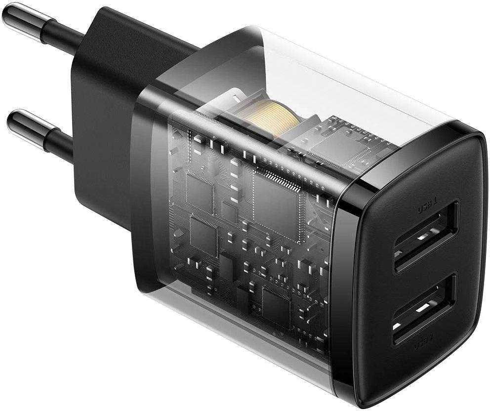 Baseus Sieninis įkroviklis 10.5W 2xUSB 2.1A, juodas