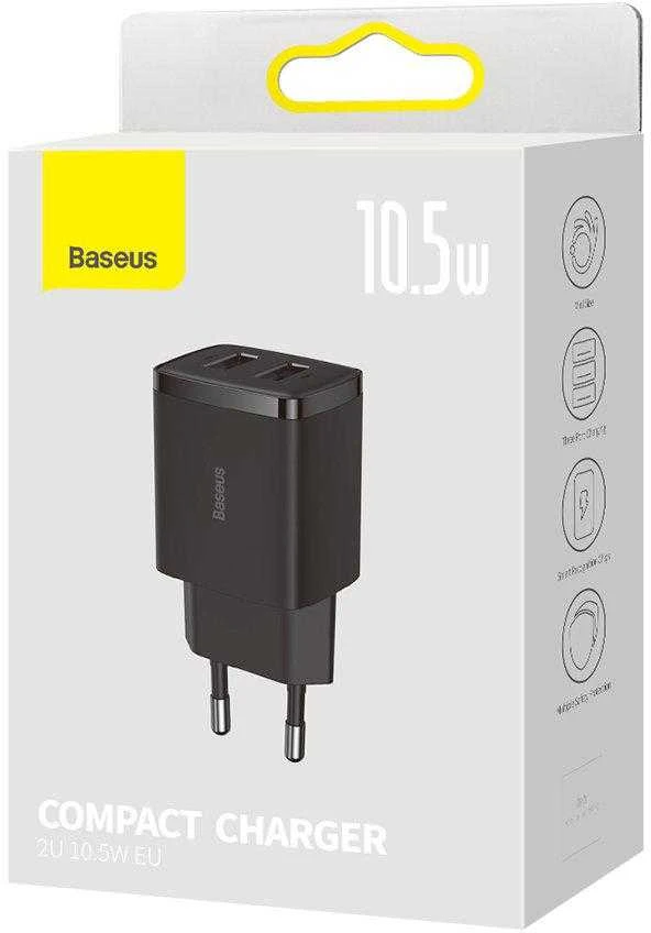 Baseus Sieninis įkroviklis 10.5W 2xUSB 2.1A, juodas