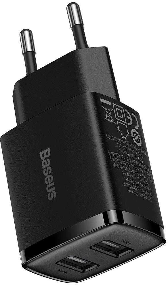 Baseus Sieninis įkroviklis 10.5W 2xUSB 2.1A, juodas