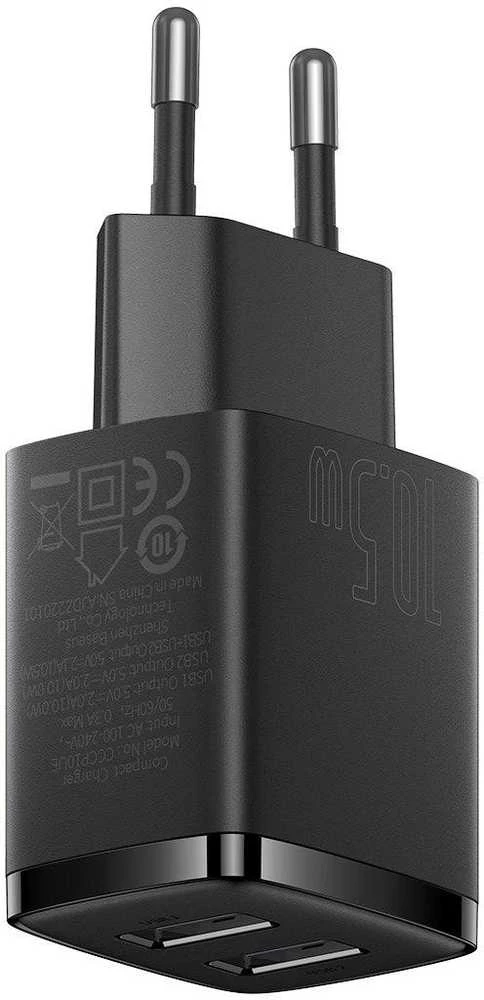 Baseus Sieninis įkroviklis 10.5W 2xUSB 2.1A, juodas