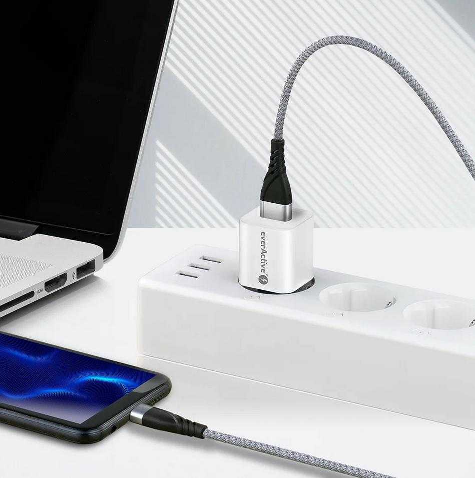 everActive 5-12V USB QC 3.0 ir USB-C PD PPS 30W GaN įkroviklis SC-390Q