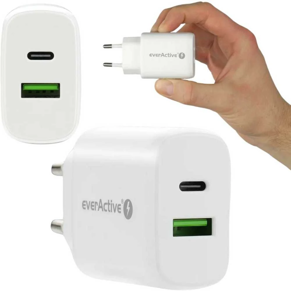 everActive 5-12V USB QC 3.0 ir USB-C PD PPS 25W įkroviklis SC-370Q