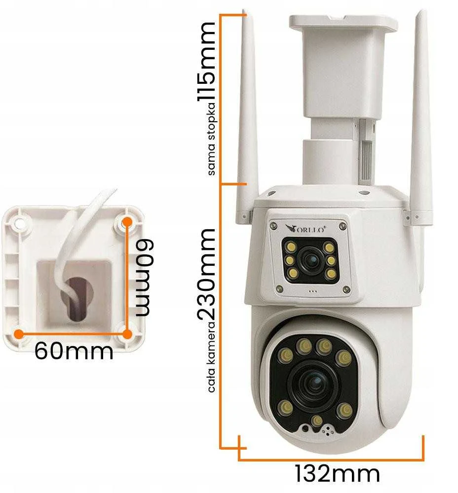 Tinklo kamera Orllo TZ8 Dual 4MP+4MP 4G SIM LTE Wi-Fi