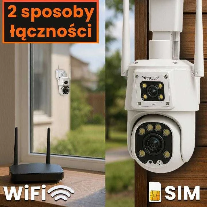 Tinklo kamera Orllo TZ8 Dual 4MP+4MP 4G SIM LTE Wi-Fi