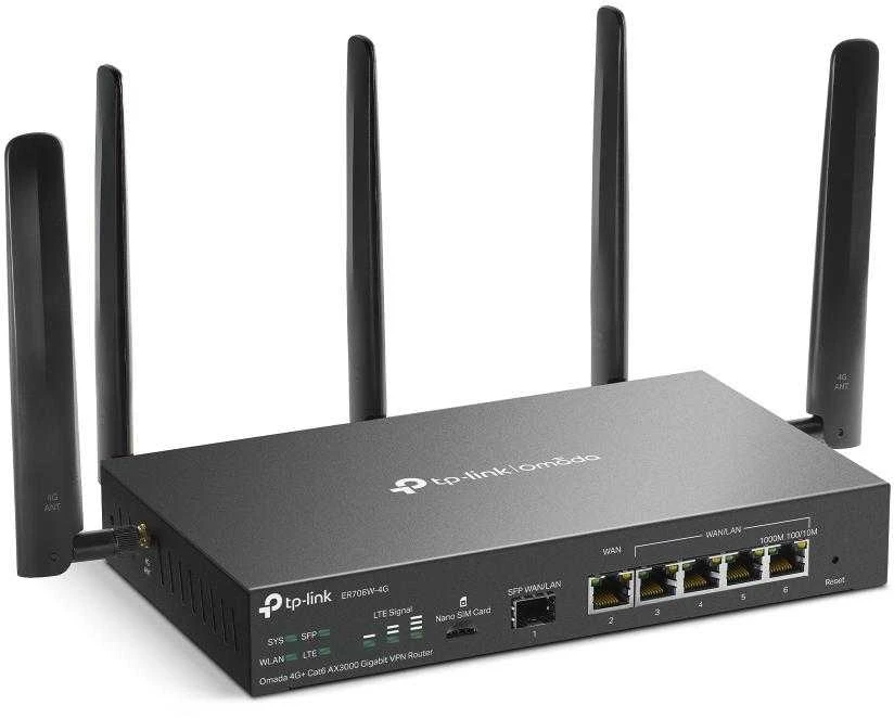 TP-LINK | Omada 4G+ Cat6 AX3000 Gigabit VPN Maršrutizatorius | ER706W-4G | 802.1q | 10/100/1000 Mbit/s | Mesh Support Yes | MU-MiMO Yes | Antenna type Detachable | 60 mėn.
