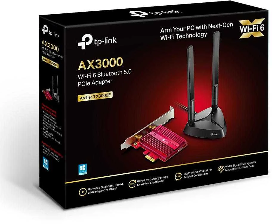 TP-LINK Archer TX3000E WLAN / Bluetooth 2402 Mbit/ai Vidinis