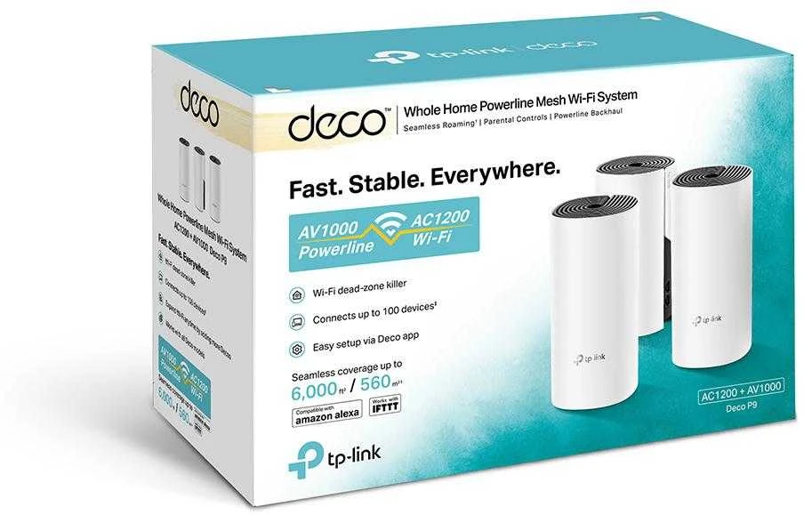 Maršrutizatorius Prieigos taško belaidis WiFi TP-LINK Deco P9 (3 paketas) (300 Mb/s – 802.11 b/g/n, 867 Mb/s – 802.11 a/n/ac)