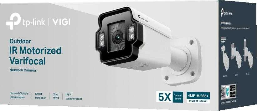 TP-LINK | VIGI 4MP lauko IR motorizuota varifokalinė kulkinė tinklo kamera | InSight S345ZI | Kulkinė | 4 MP | 2,7–13,5 mm / F1.6 | Maitinimas per Ethernet (PoE) | IP67 | H.265+ | „Micro SD“, maks. 512 GB