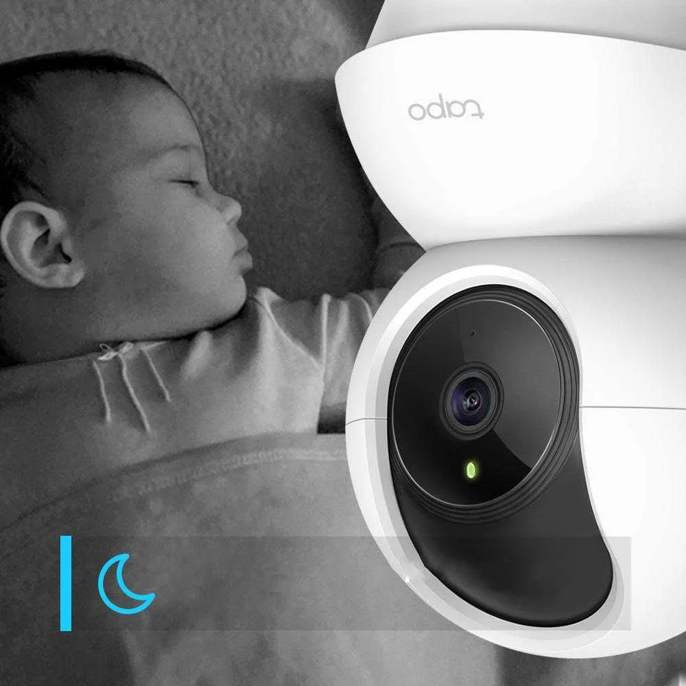 TP-LINK Pan/Tilt namų apsaugos WiFi kamera su dienos/nakties vaizdu, 1080p FHD, Micro SD kortelių talpa iki 128 GB, H.264 vaizdo įrašas, 360/114 žiūrėjimo kampas.