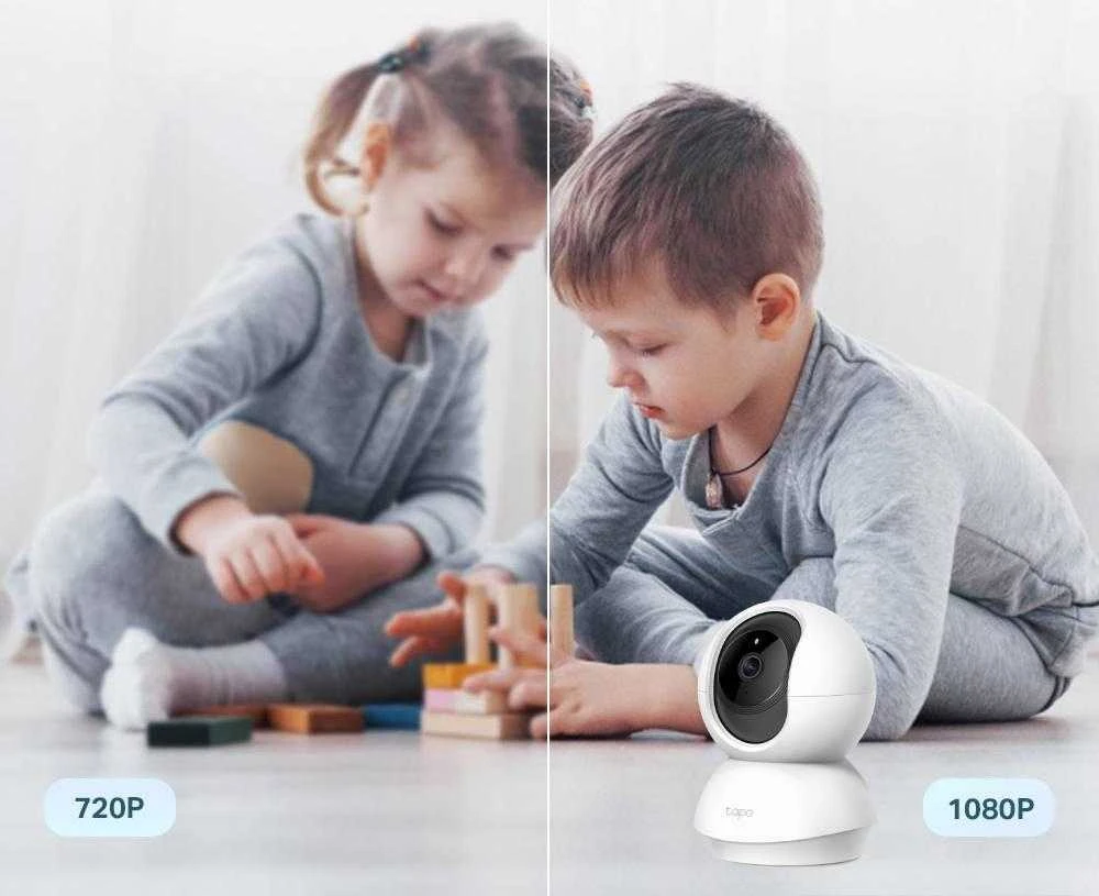 TP-LINK Pan/Tilt namų apsaugos WiFi kamera su dienos/nakties vaizdu, 1080p FHD, Micro SD kortelių talpa iki 128 GB, H.264 vaizdo įrašas, 360/114 žiūrėjimo kampas.