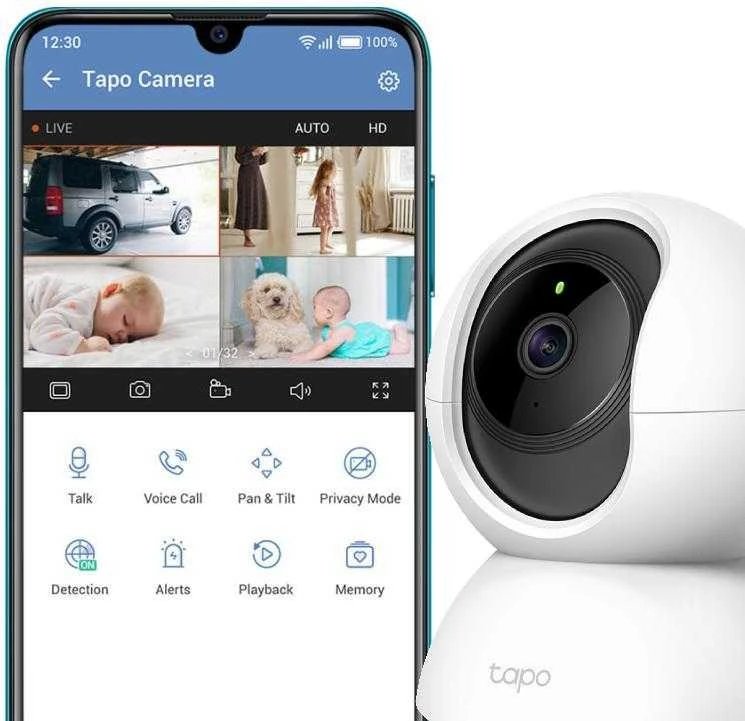 TP-LINK Pan/Tilt namų apsaugos WiFi kamera su dienos/nakties vaizdu, 1080p FHD, Micro SD kortelių talpa iki 128 GB, H.264 vaizdo įrašas, 360/114 žiūrėjimo kampas.