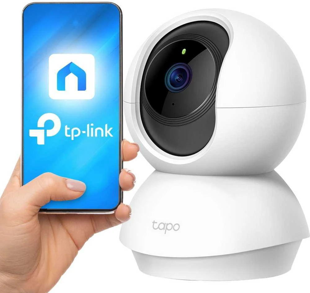 TP-LINK Pan/Tilt namų apsaugos WiFi kamera su dienos/nakties vaizdu, 1080p FHD, Micro SD kortelių talpa iki 128 GB, H.264 vaizdo įrašas, 360/114 žiūrėjimo kampas.