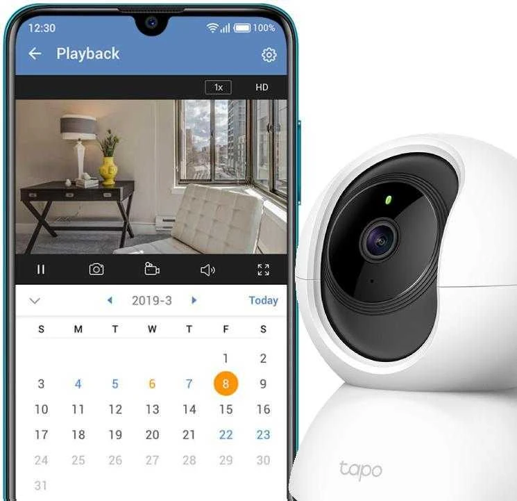 TP-LINK Pan/Tilt namų apsaugos WiFi kamera su dienos/nakties vaizdu, 1080p FHD, Micro SD kortelių talpa iki 128 GB, H.264 vaizdo įrašas, 360/114 žiūrėjimo kampas.
