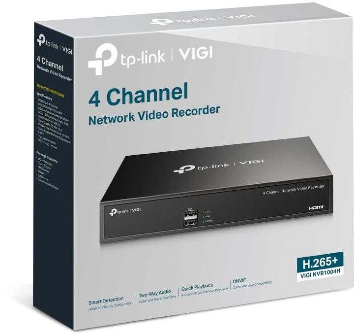 TP-LINK | PoE+ tinklo vaizdo įrašymo įrenginys | VIGI NVR1004H-4P | 1 | 4 kanalas